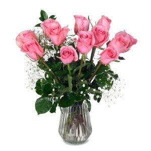 Dozen Fresh-Cut Pink Roses